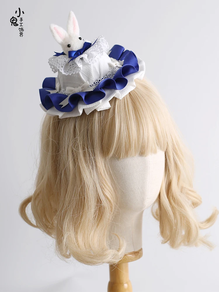 Original God cos Blue small object top clip flat hat lolita small top hat top clip headdress