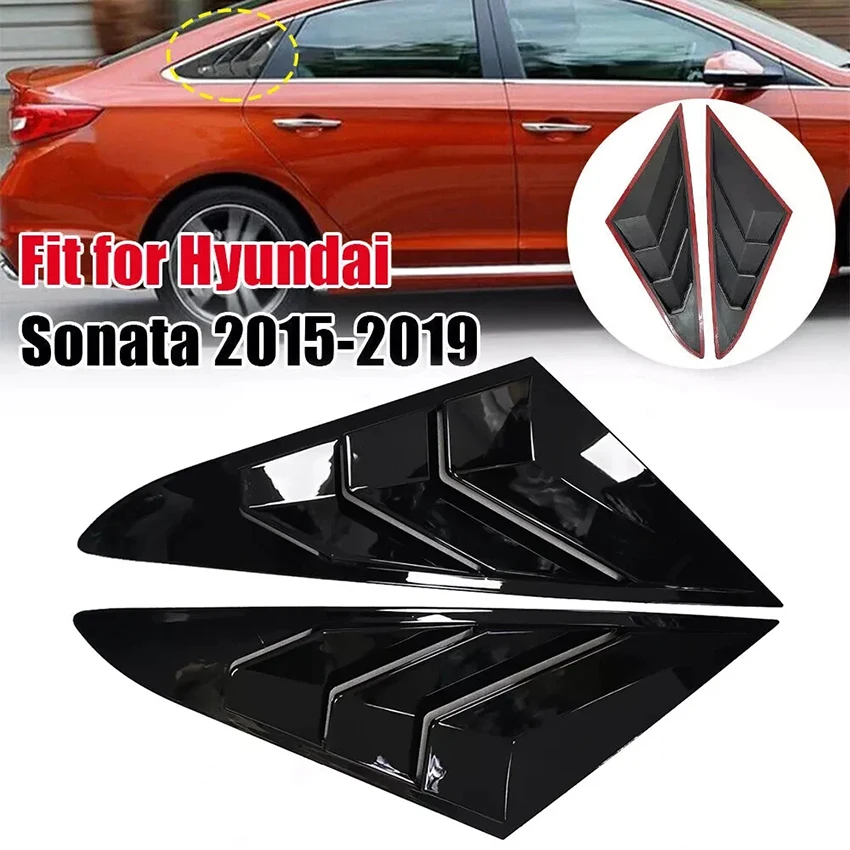 2Pcs Rear Window Louver Shutter Trim Cover For Hyundai Sonata 2015-2019 Triangular Exterior Tuning Aftermarket Accessories Style