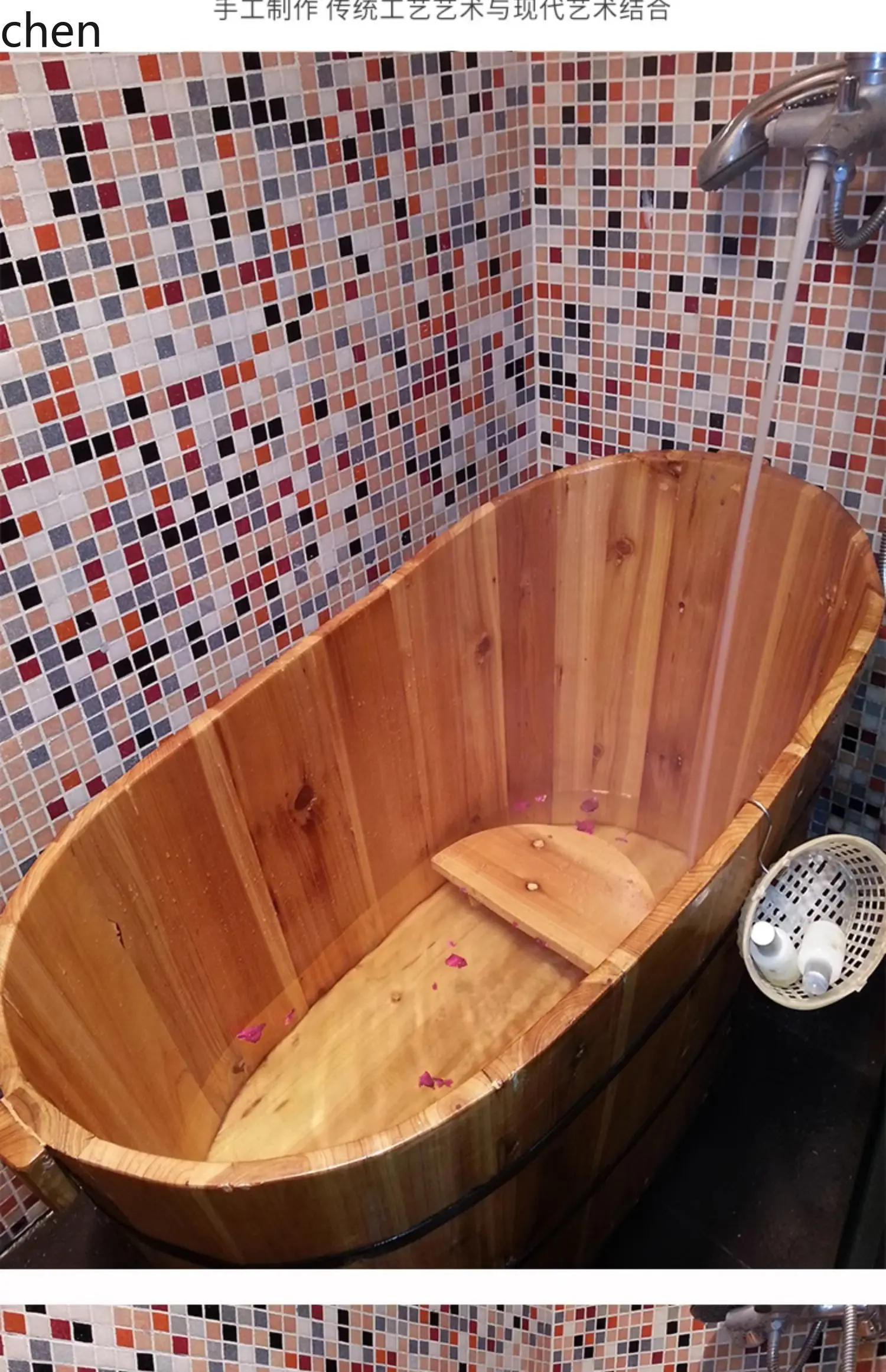

LXC Solid Wood Bucket Beauty Salon Bath Bucket Wooden Bathtub Medicinal Bath Full Body Wooden Bucket