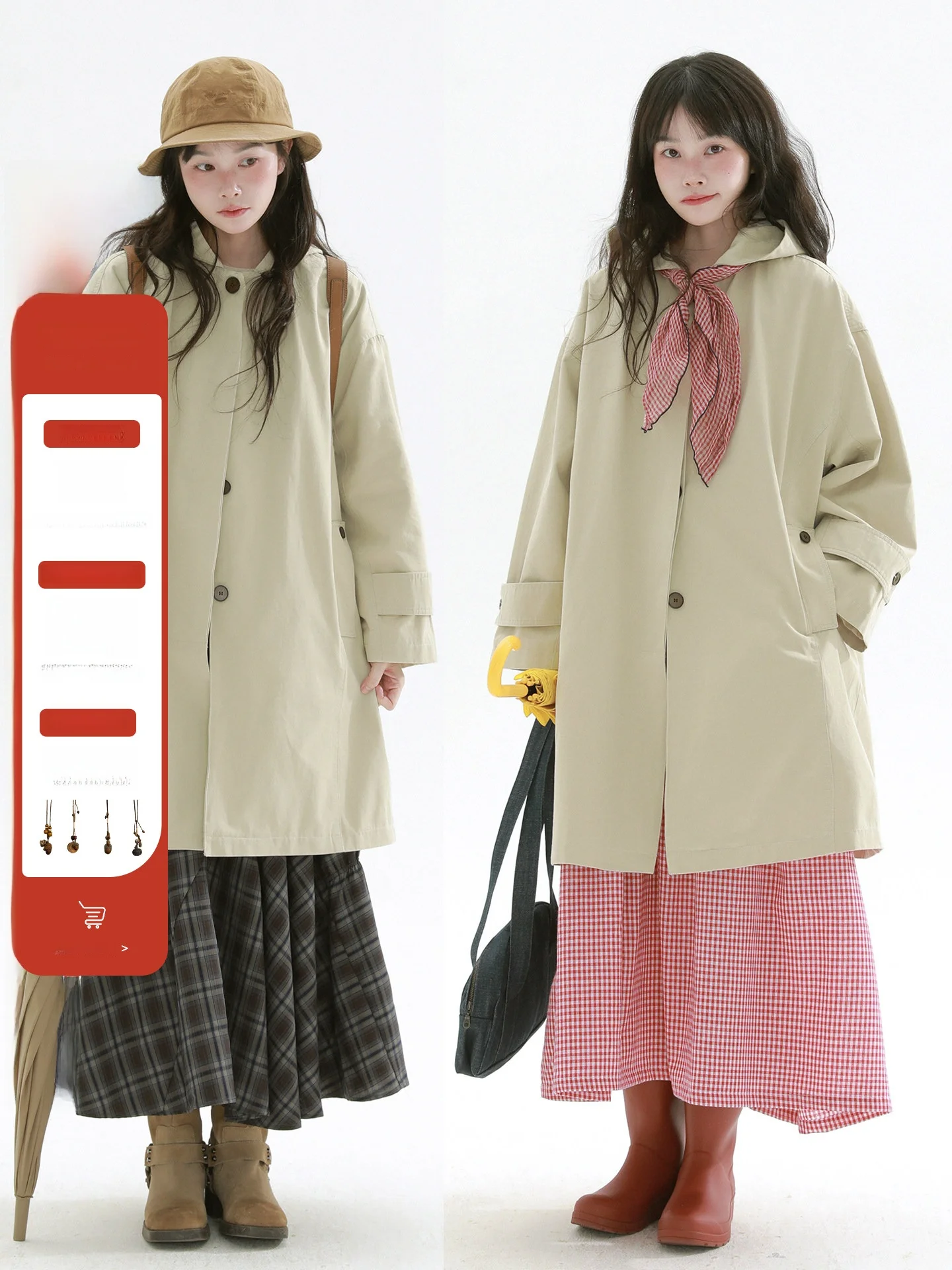 

Rare Mid-Length Hooded Coat Ele Simple Collar Commuter ape Cotton Long Sve Women's Spring Faion Outerwear