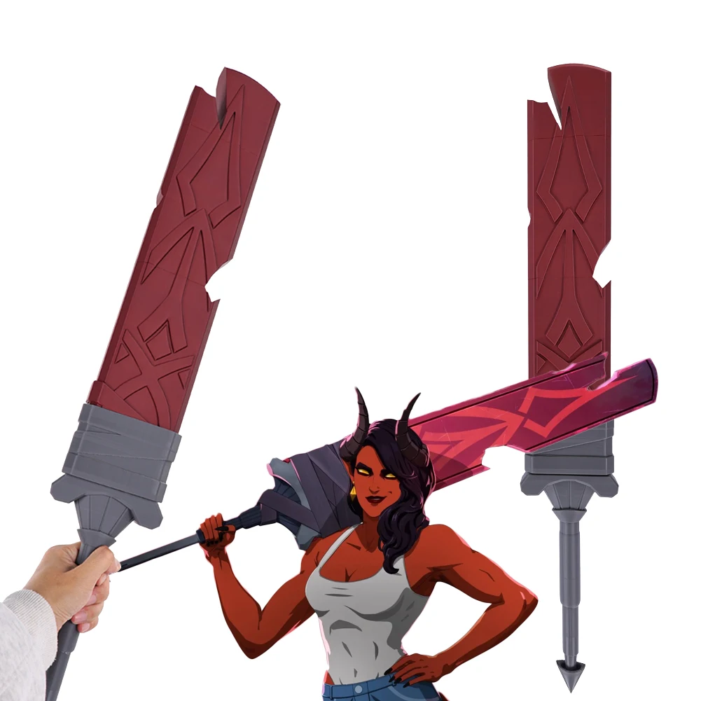 Acessórios de Fantasia Maléfica: Machete Vermelho para Cosplay, Adereços de Faca para Halloween e Carnaval