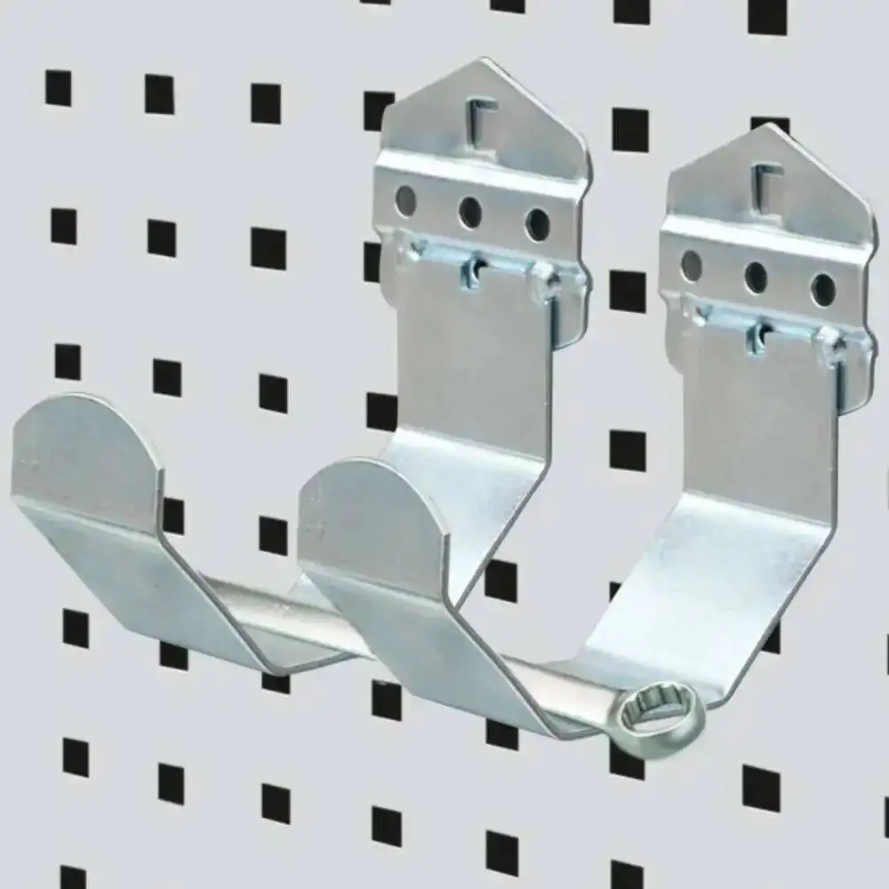 2pcs Heavy Duty Pegboard Display Hook Square Hole Bar Bow Cylindrical Object Hardware Bracket Shelf Hanger