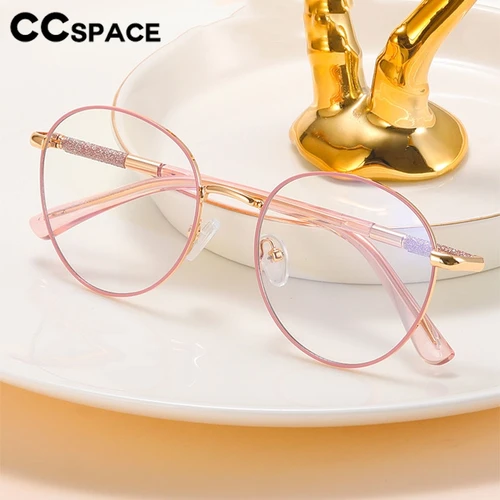 Imagen 2 del producto Women Round Metal Optical Reading Glasse Fashion Spring Hinge Resin Presbyopic Eyeglass Custom Prescription Spectacles #303816