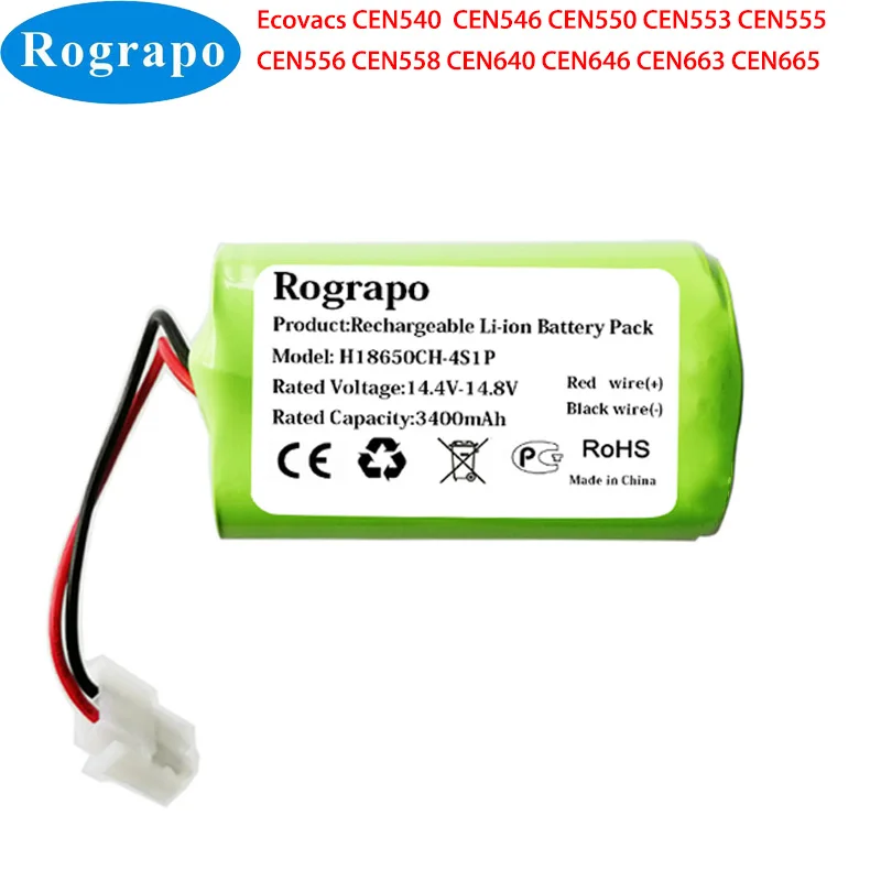 Новый аккумулятор 14,4 В 3400 мАч для робота-пылесоса Ecovacs CEN540 CEN546 CEN550 CEN553 CEN555 CEN556 CEN558 CEN640 CEN646 Новый аккумулятор 14,4 В 3400 мАч для робота-пылесоса Ecovacs CEN540 CEN546 CEN550 CEN553 CEN555 CEN556 CEN558 CEN640 CEN646