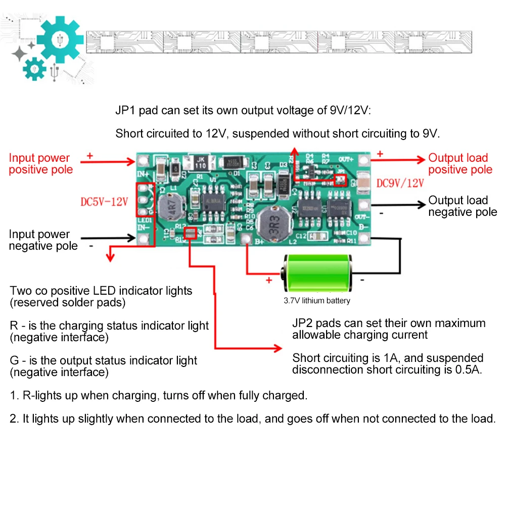 Зарядное устройство для 5 В, 9 В, 12 В постоянного тока, аналогичная литиевая батарея 18650, защита преобразователя Напряжения