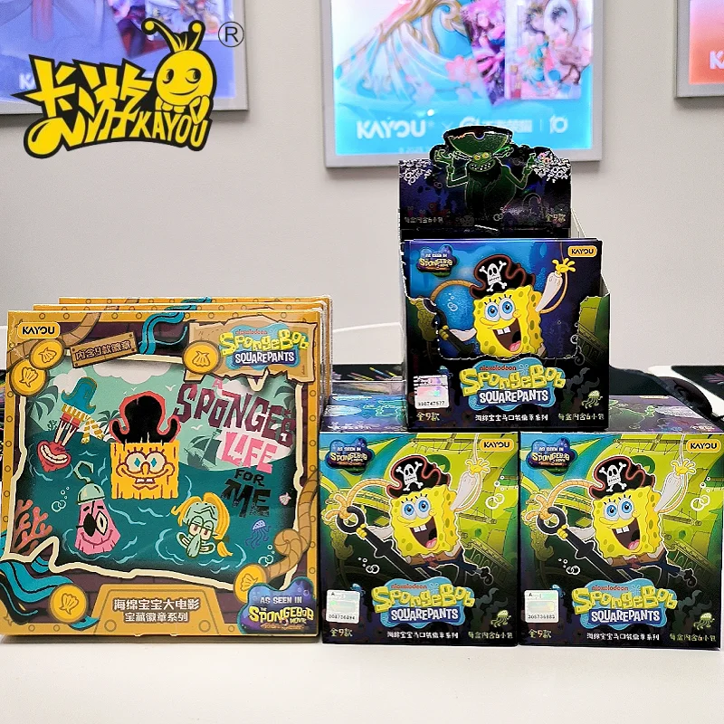 Genuine KAYOU Spongebob Squarepants Deep Sea Adventure Big Movie Treasure Badge Series Vol.1 Collection Tinplate Badge Card Gift