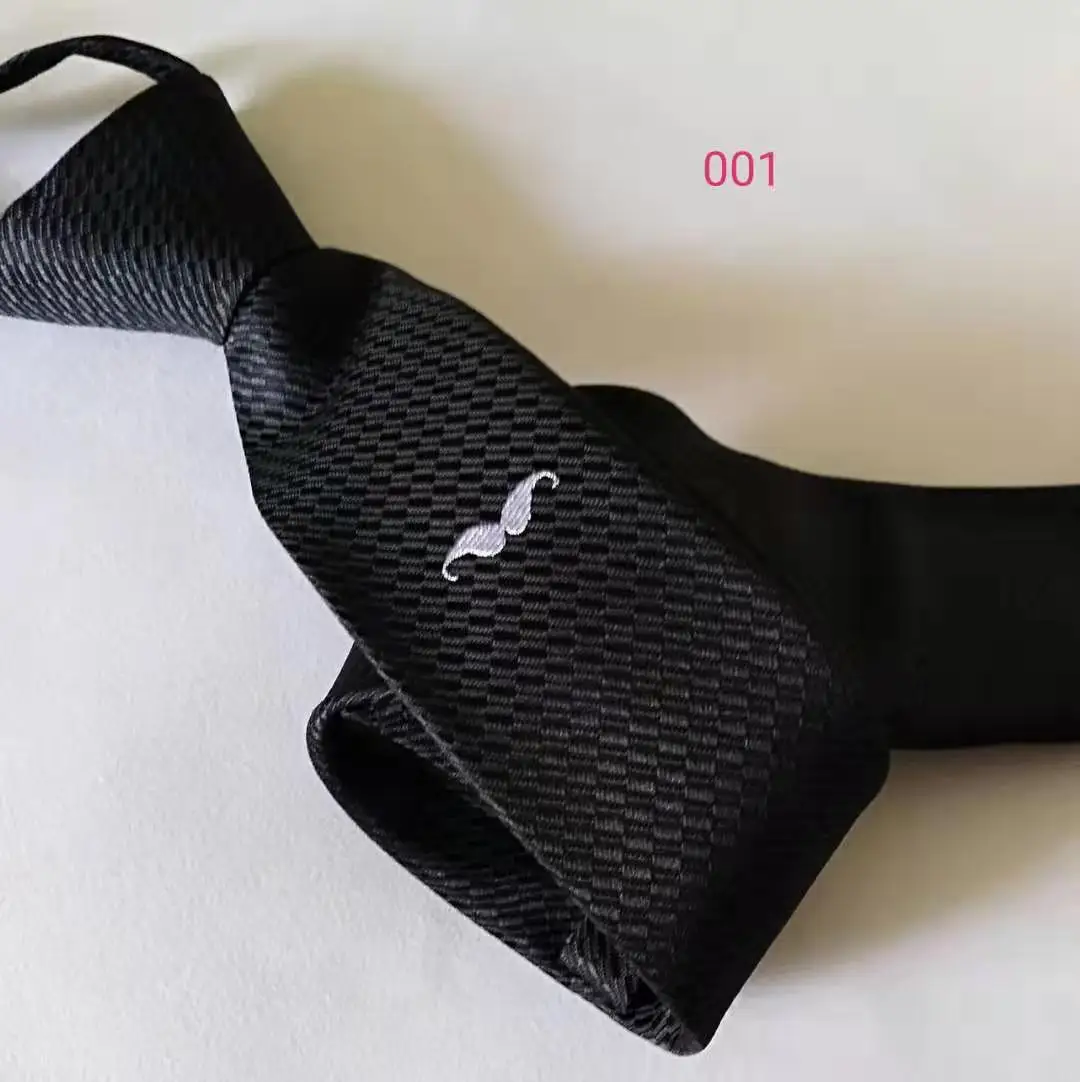 Embroidered lazy zippered tie for men, no need to wear fashionable trend student tie in stock in Shengzhou