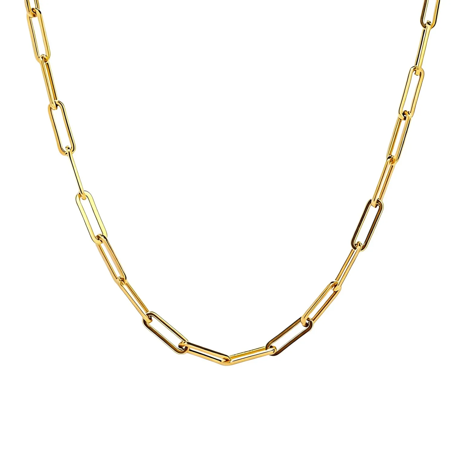 Collar de Cadena de Eslabones Rectangulares Chapado en Oro para Mujer, Gargantilla Delicada de Acero Inoxidable, Joyería Minimalista para Uso Diario