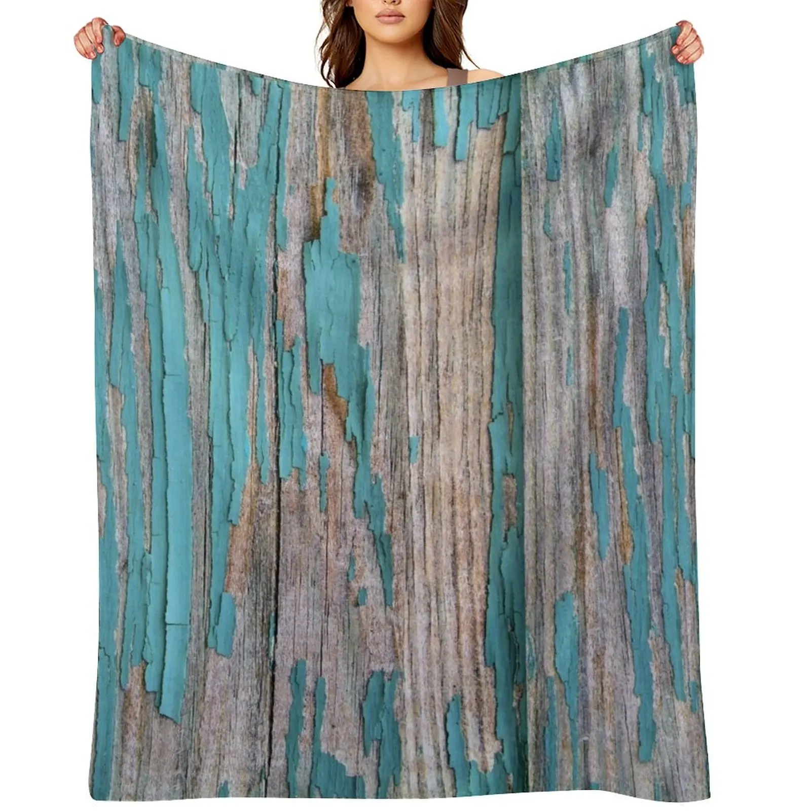 

Shabby rustic weathered wood turquoise Throw Blanket Weighted Thins Bed covers Furry Blankets