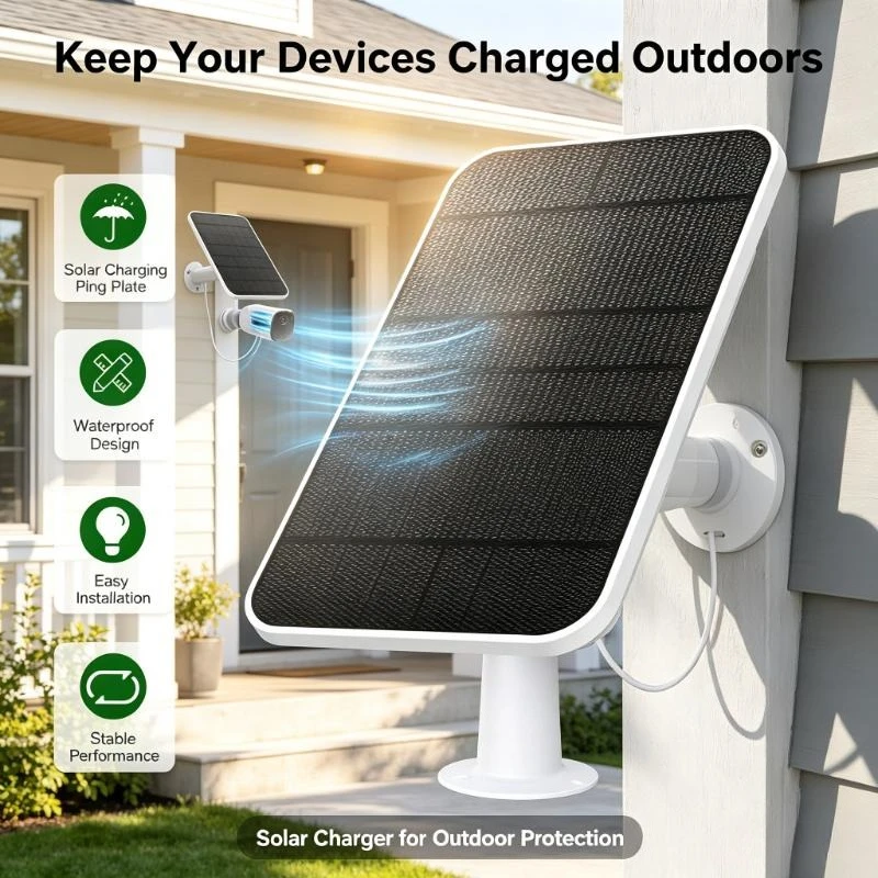 9.8ft Extended Cable Solar Panel Kit Powers Eufycam 2C Cameras For Villa Outdoor Surveillance Equipment Daily Operation