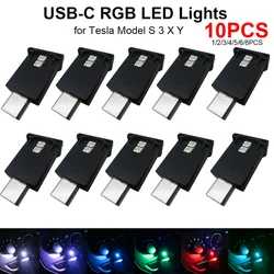 Creative Mini Type-C LED RGB Ambient Light USB-C RGB LED Car Interior Night Lights High Brightness 100LM for Tesla Model S 3 X Y