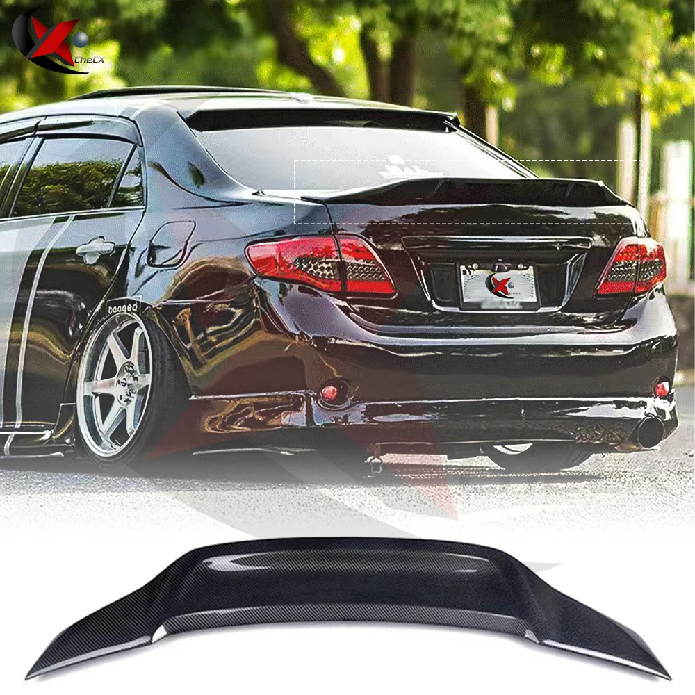 For Toyota Corolla 2009-2013 ABS Material Trunk Spoiler R-Type Glossy Black Rear Spoiler Carbon Fiber Look Automotive Parts