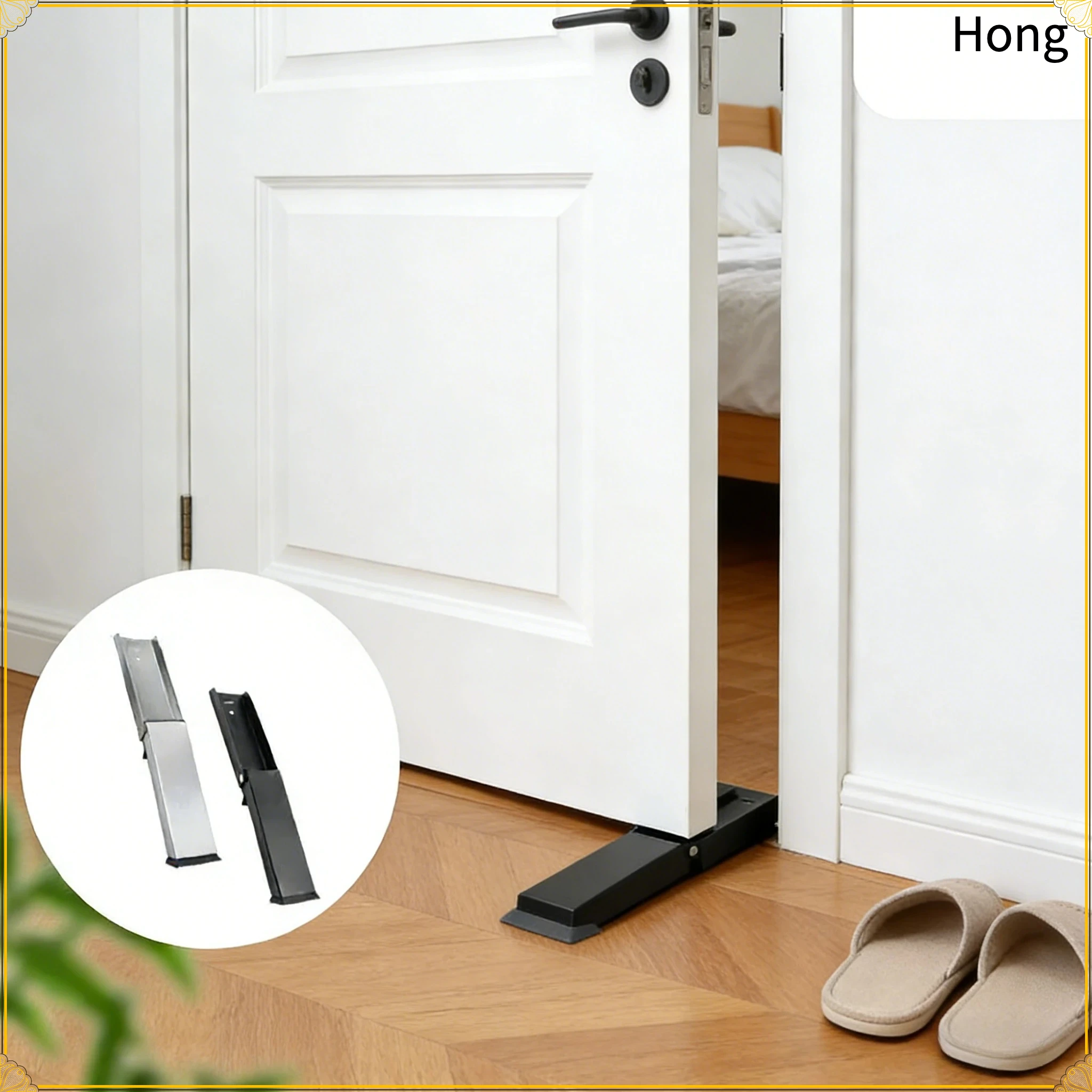 Magnetic Anti Collision Door Stop Nail Free Square Folding Positioner Foot Operated Brake Stopper Sturdy Non Slip Office Door