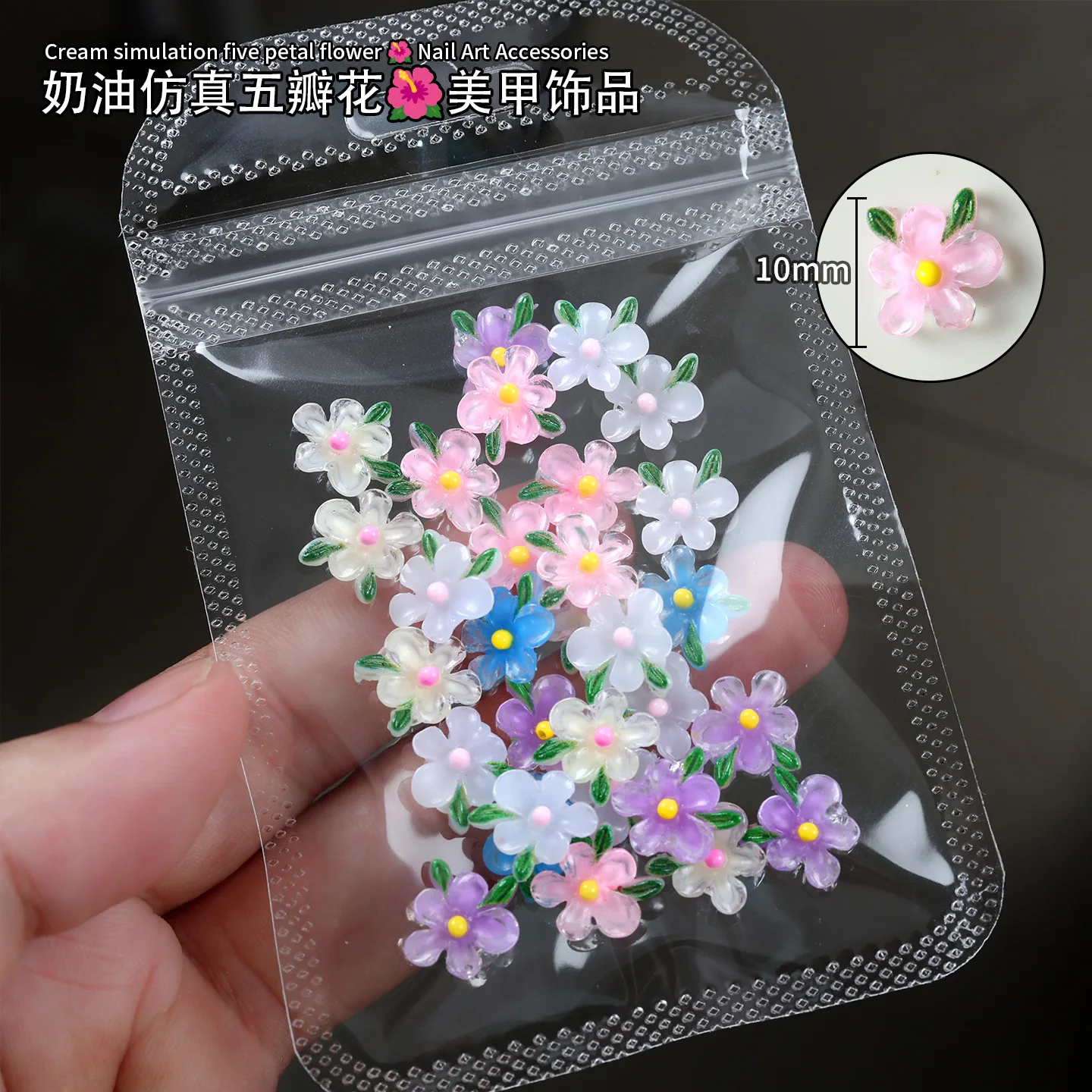 30PCS Mixed Pack Translucent Flower 3D Acrylic Nail Art  Charm Accessories For Nails Decoration Manicure Decor Material Supplies