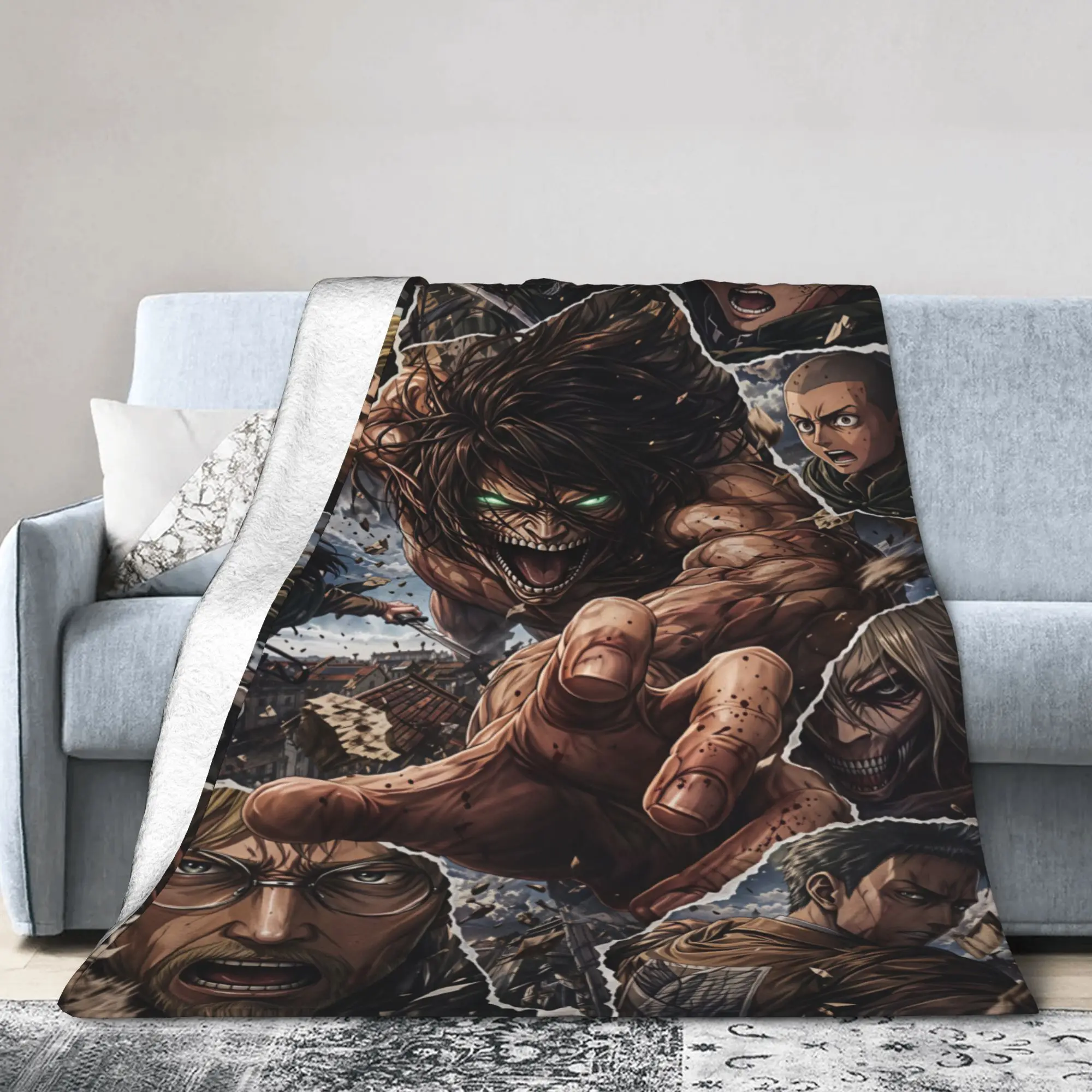 Attacks On Titans Anime Flannel Blanket Spring Warm Soft Throw Blanket for Kids Home Decor Street Trend Bedspread Sofa Bed Cover