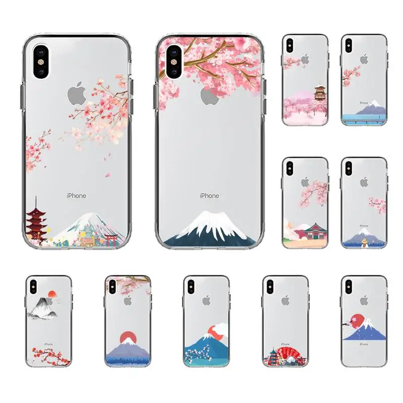 FHNBLJ Japan Fuji mountain cherry blossom Phone Case for iPhone 11 12 13 mini pro XS MAX 8 7 6 6S Plus X 5S SE 2020 XR case