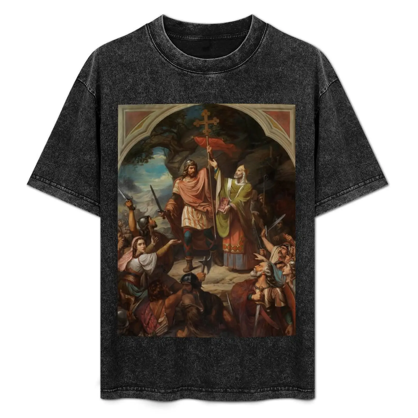 Batalla de Covadonga (1855) - Camiseta de Luis de Madrazo, camiseta informal holgada para uso diario