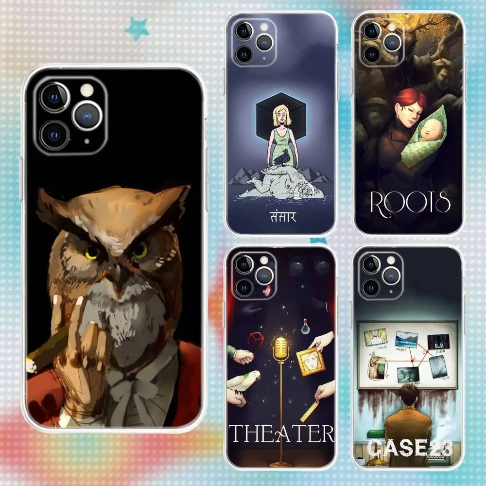 

Rusty Lake Owl Transparent Non-Slip Phone Case For iPhone 17,16,15,14,13,12,11,Air,X,XR,Pro,Max,Plus