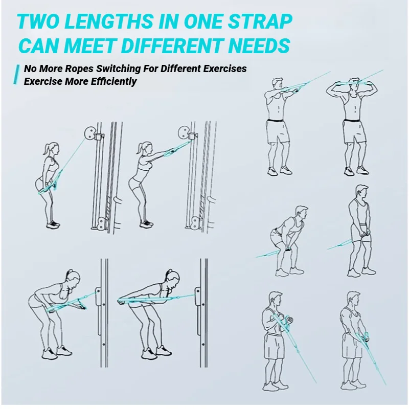 Pulldown Attachment Machine Accessories Adjustable Tricep Rope Bicep Training Equipment Heavy Duty Home Gym Strength Workout