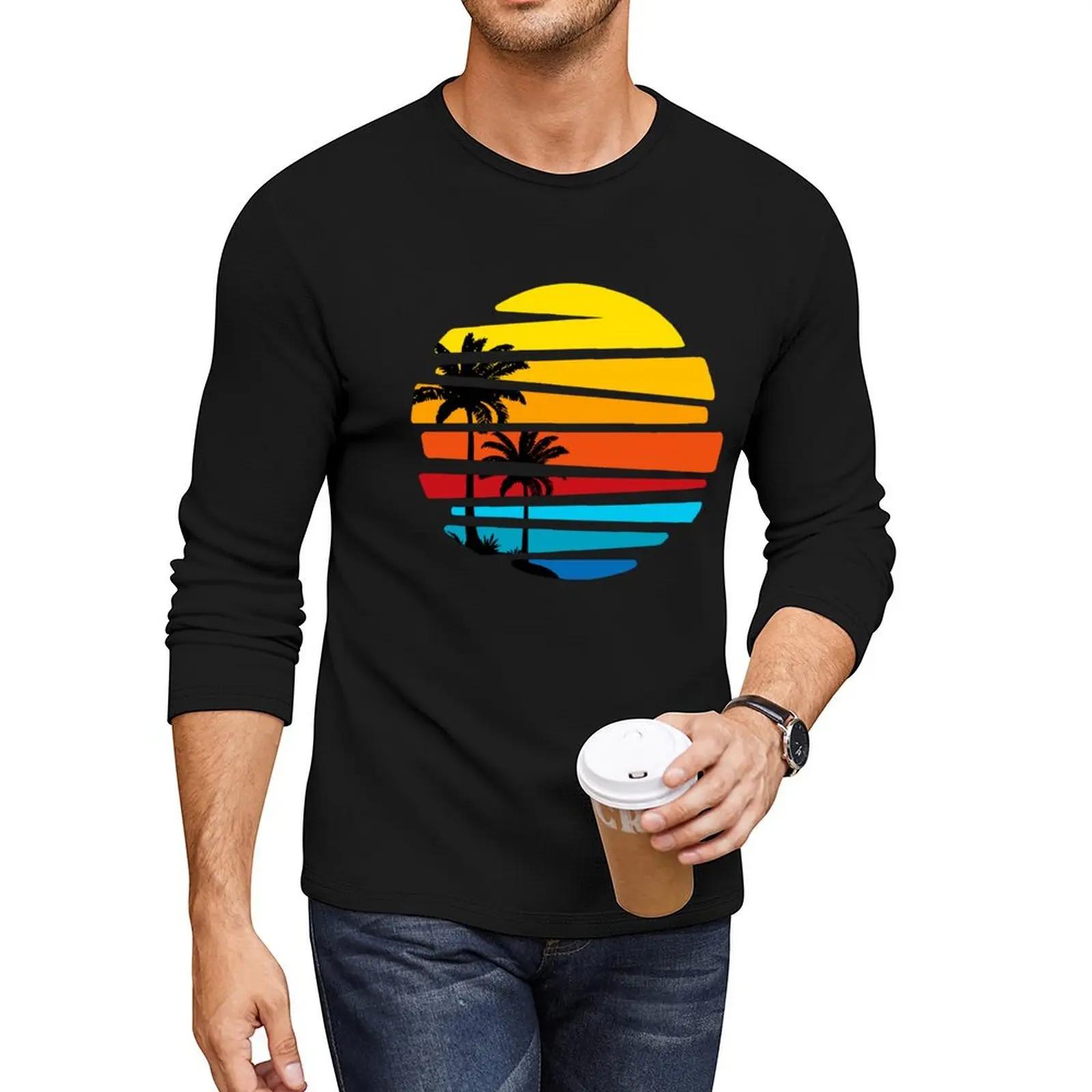 

Tropical sunset Long T-Shirt sweat shirts mens t shirt graphic