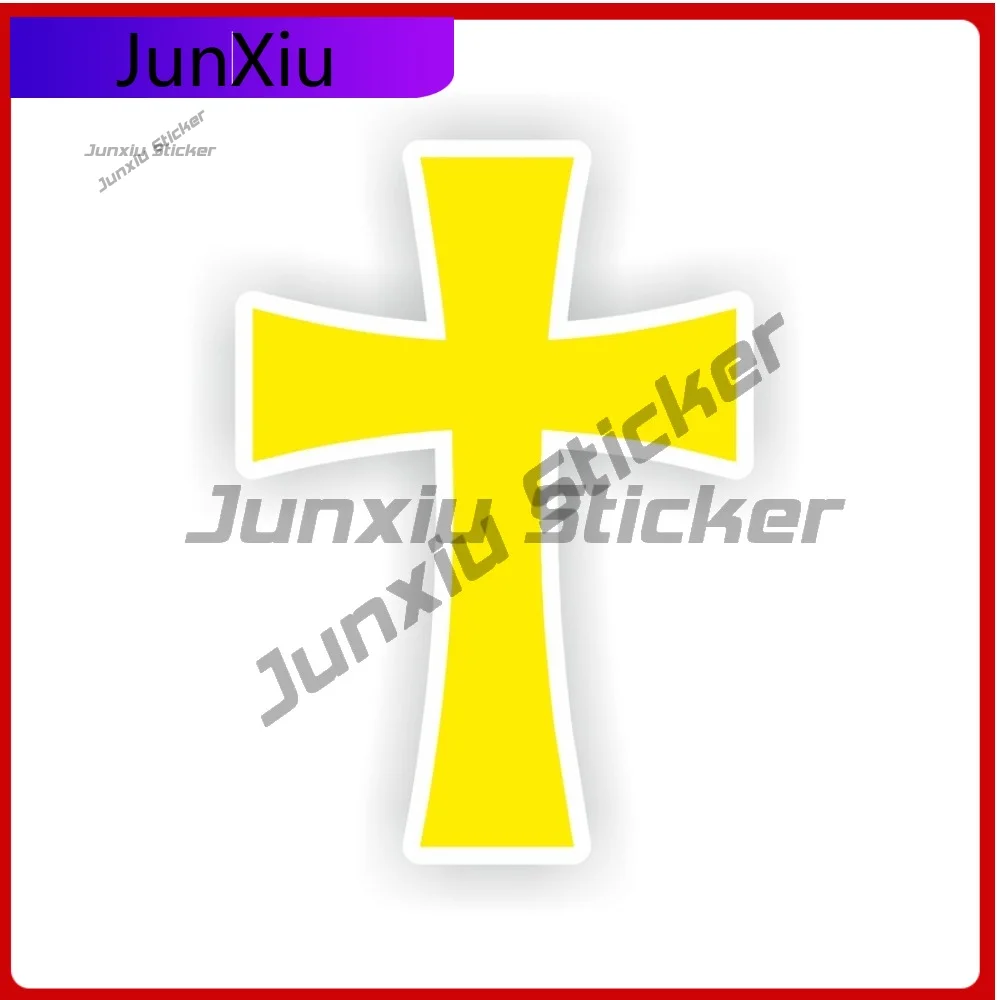 

Cross Yellow Cool Laptop Fade Resistant Decal Vinyl Religion Stylish Door Christianity Emblem Boat Graphic Sticker Weatherproof