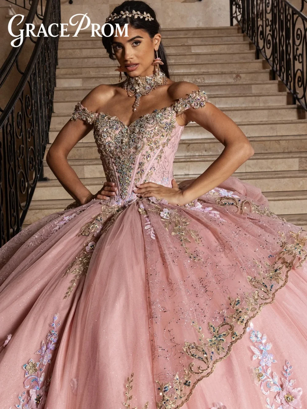 

Gorgeous Pink Sweet 16 Dress With Sheer Corset Bodice And Off Shoulder Beaded Sleeves Sparkling Tulle Perfect For Celebration