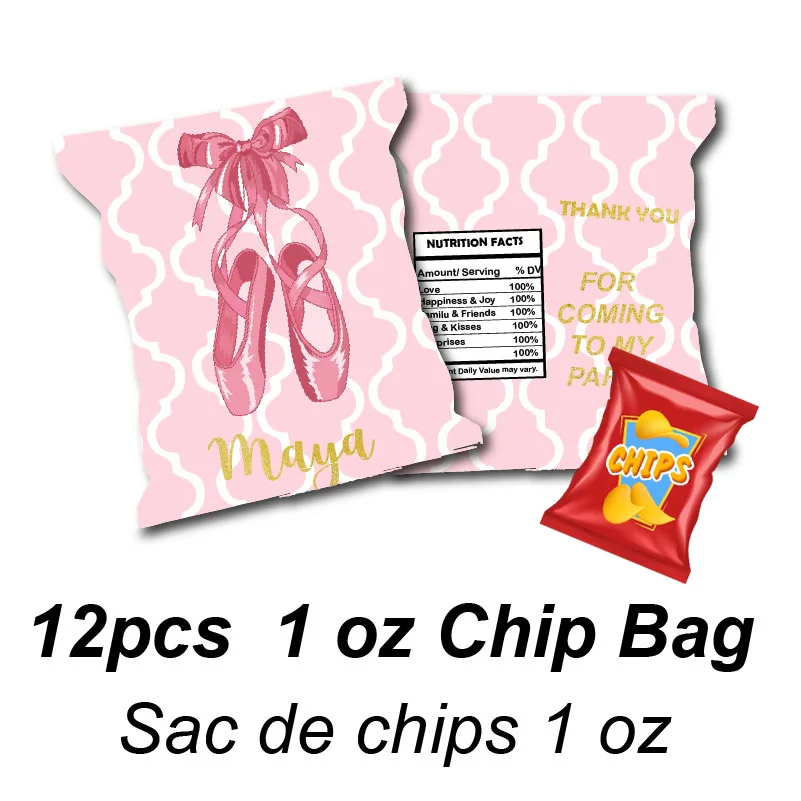 Personalised Pink Ballet Shoes Ballerina Juice Pouch Stickers Water Bottle Labels Candy Bar Wrapper Favor Tag Birthday Decor
