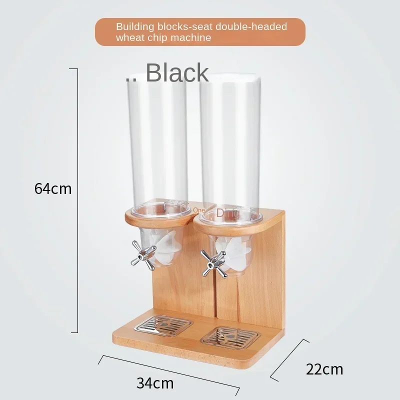 

forhot Solid Wood Base Cereal Dispenser Meal Knob Wheat Machine Cereals Oatmeal Jar Double Three Head