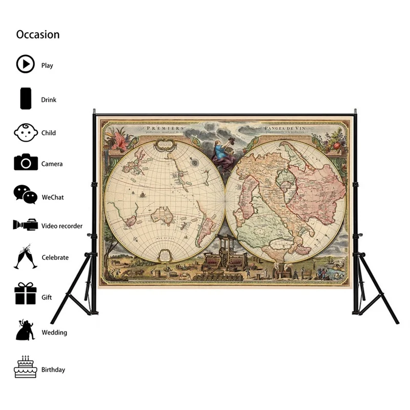 Mapa del mundo de 84x59cm, lienzo no tejido, pintura Vintage, carteles e impresiones, suministros de enseñanza escolar, decoración del hogar para habitación