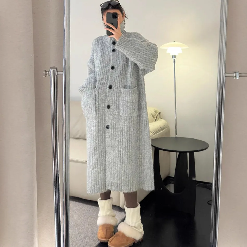 

Women Cardigan Sweaters Long Coats Turtleneck Jackets Full Sleeve Jumpers Y2k Streetwear Elegant Knit Open Stith Autumn Winter