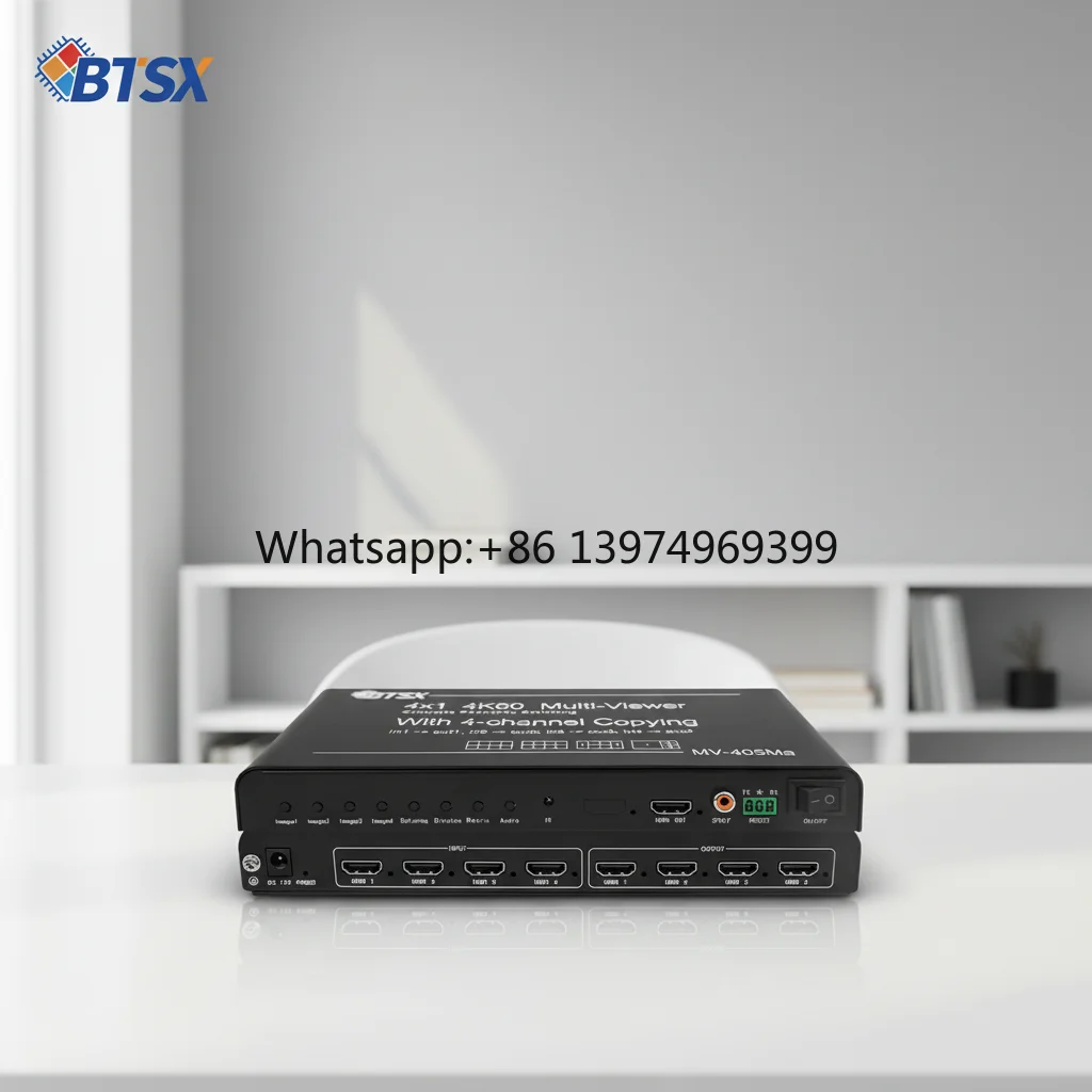 4K60 HDMI Video Matrix Processor 4 in 1 Out Multiscreen Splitter 12 Display Modes Brightness Adjust OSD RS232 IR Control