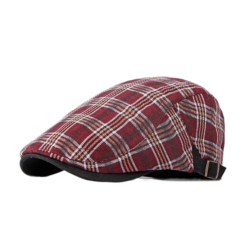 Adjustable Colorful Striped Newsboy Hat for Men and Women, Plaid Ivy Cabbies, Gatsby Golf Cap, Flat Cotton Cap, Youth, Teens