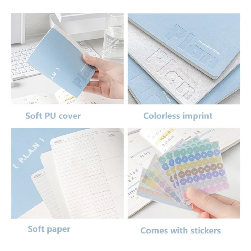 Planwith Self-Filling Notebook, 3 Size Soft Cover 32 Sheets Lightweight Convenient Carrying Book Productivity Planner Schedules