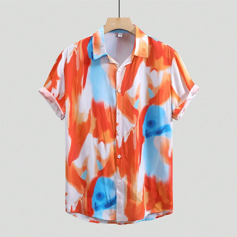 Neon Irregular Pattern Shirt Men's Clothing 3d Printed Street Art Style Button Shirts Outdoor Casual Fashion Short Sleeve Blouse