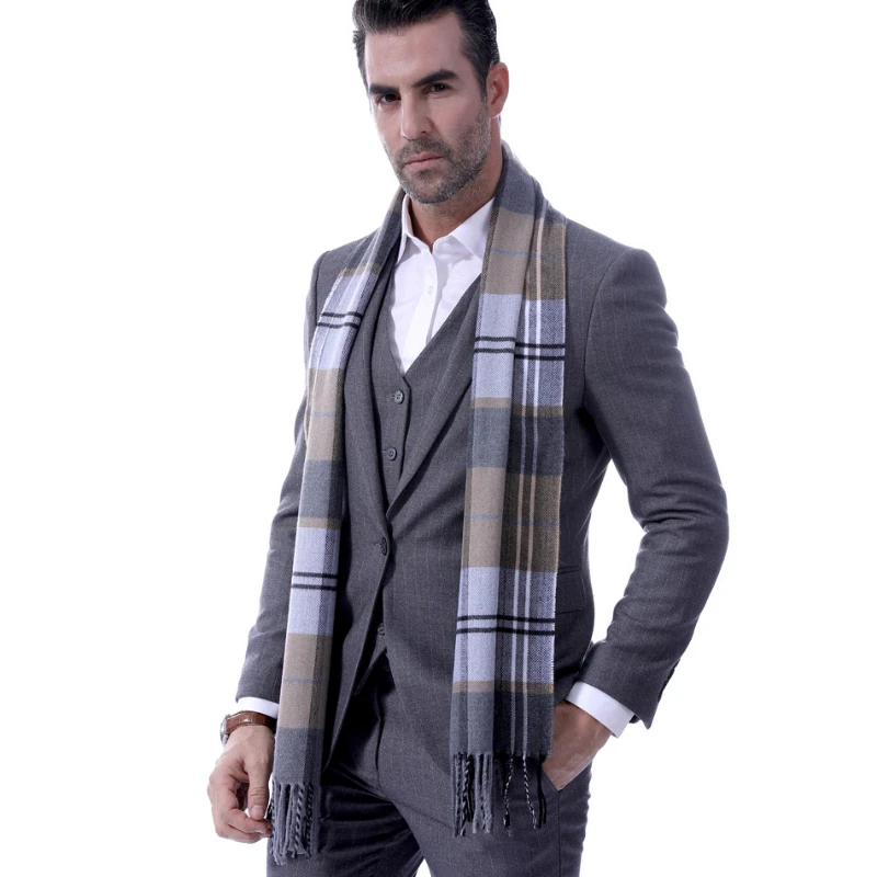 Modedesign Plaid Herren Schal Herbst Winter koreanische Version Nachahmung Kaschmir Schall dämpfer männlich weiches Licht Quaste dicken warmen Schal