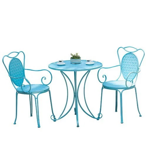 Balcony Courtyard Wrought Iron Table and Chair Three-piece Cafe Milk Tea Shop Terrace Combination American Outdoor Outdoor