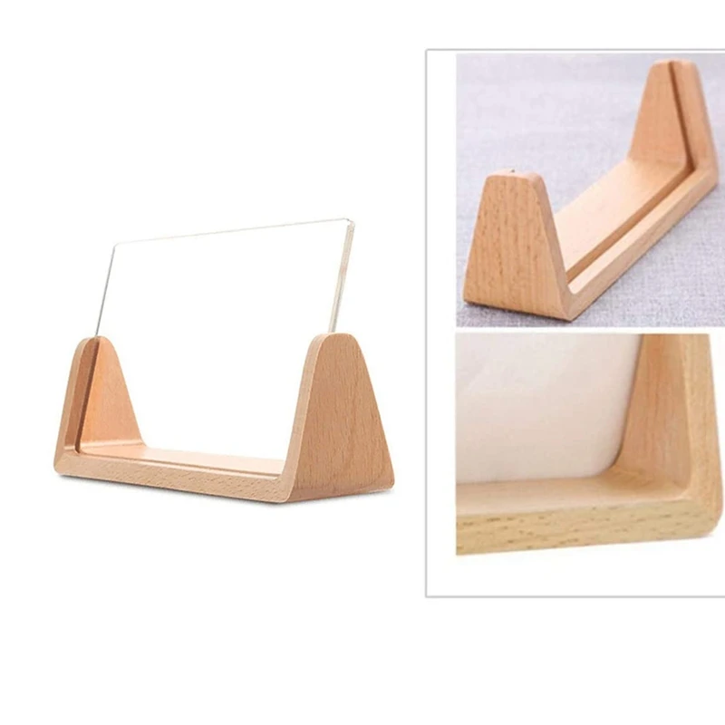 U-Shaped Acrylic Photo Frame Creative Solid Wood Home Desk Decoration For Office/Bedroom/Living Room/Cafe