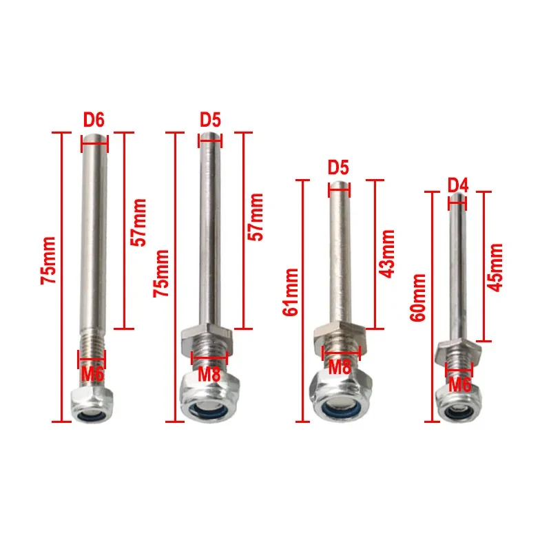 1 paire de roues de train d'atterrissage, filetage M4/M6/M8, arbre de 4/5/6mm de diamètre, essieu en acier avec écrou de blocage, accessoires de remplacement pour avion RC