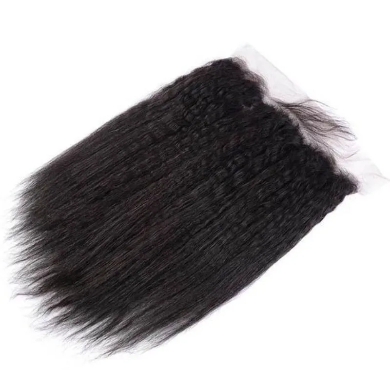 13x4 Lace-Frontal, Yaki-Kinky-Straight, Naturfarbe, Echthaar, brasilianisches Remy-Haar, kann in jeder Farbe gefärbt werden, Damen-Perücke für den täglichen Gebrauch – Detail 1