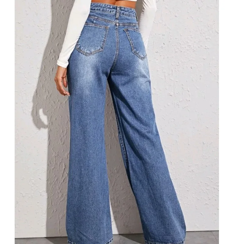 2024 New Women\'s Denim Pants High Waist Loose Wide Leg Pants Women\'s Pants Retro Denim