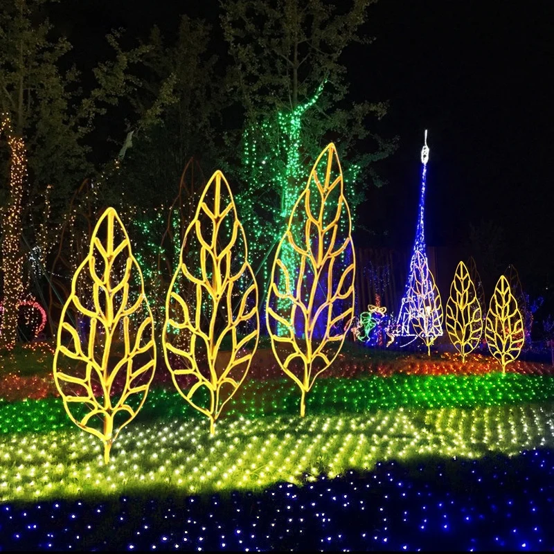 

25W LED Leaves Modeling Lamp IP65 Outdoor Waterproof Commercial Park Scenic Garden Lights Holidays Colorful Landscape Lights