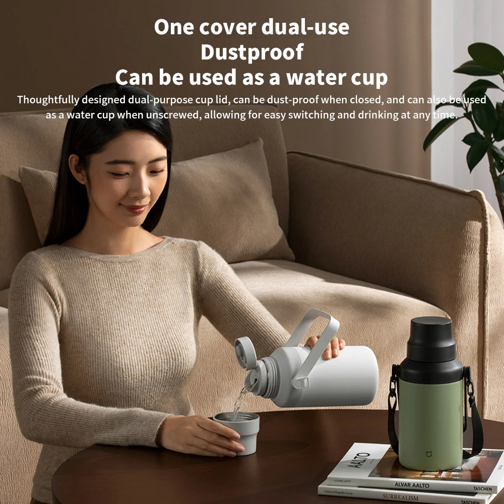 Xiaomi MIJIA 1L Insulated Vacuum Water Cup High-capacity 316 Stainless Steel Liner Long-Lasting Lock Cold 24 Hours Keep Warm