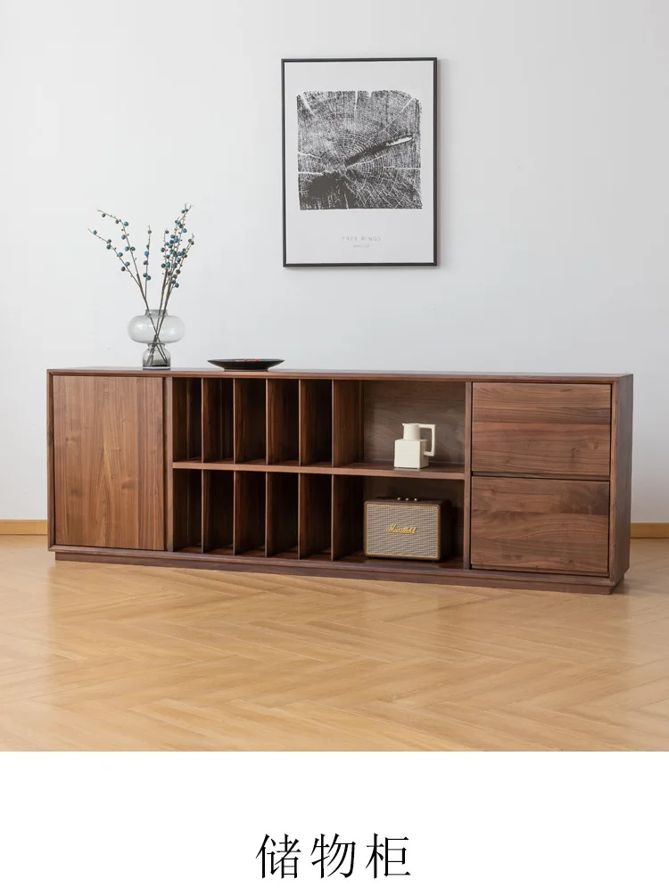 All solid wood locker, black walnut TV cabinet, side cabinet, multi-functional side cabinet, dining side cabinet combination