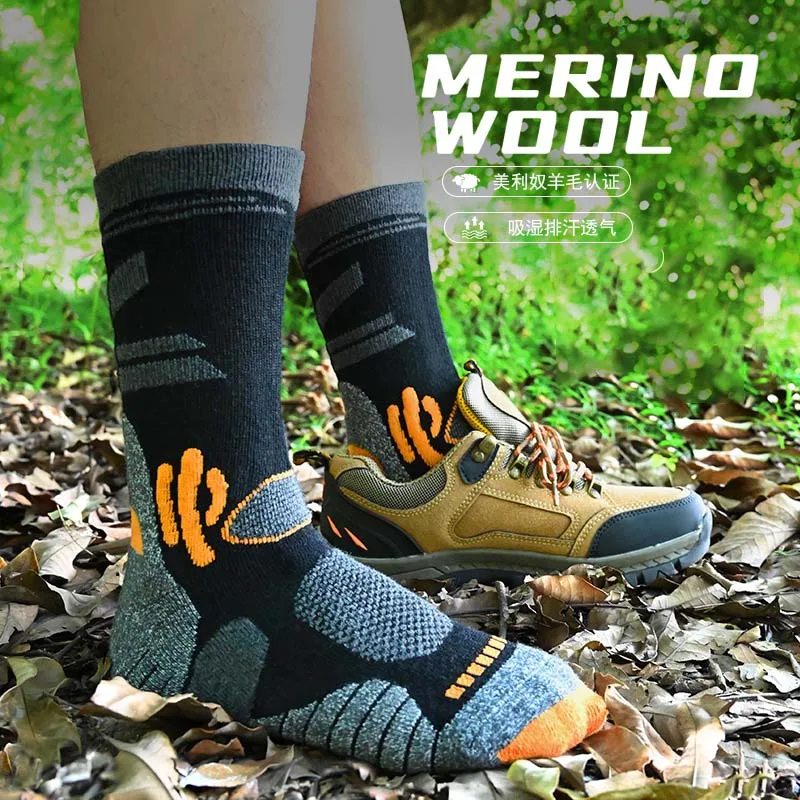 30% Merino Wool Hiking Socks for Men Women Autumn Winter Warm Hiking Trekking Skiing hunting Fishing Seamless Outdoor Sports