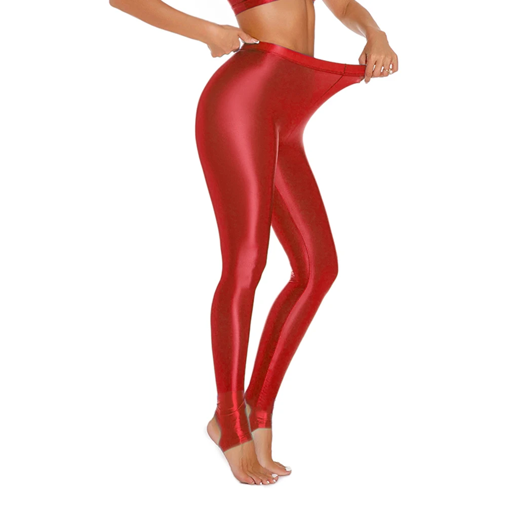سراويل ضيقة لامعة للنساء عالية الخصر قابلة للتمدد لتدريب الرقص واليوجا بألوان متنوعة متاحة #4