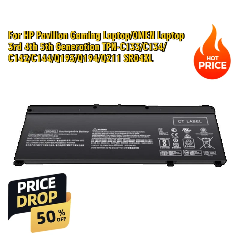 

For HP Pavilion Gaming Laptop/OMEN Laptop 3rd 4th 5th Generation TPN-C133/C134/C142/C144/Q193/Q194/Q211 SR04XL
