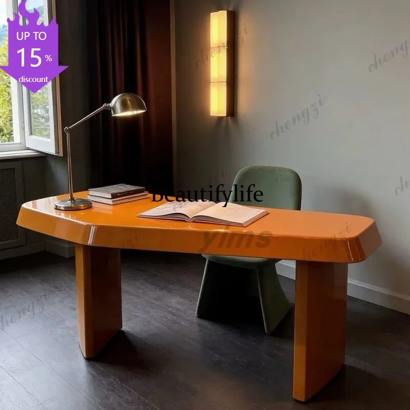 B178 Writing desk Italian minimalist paint bright design simple curved solid wood desk
