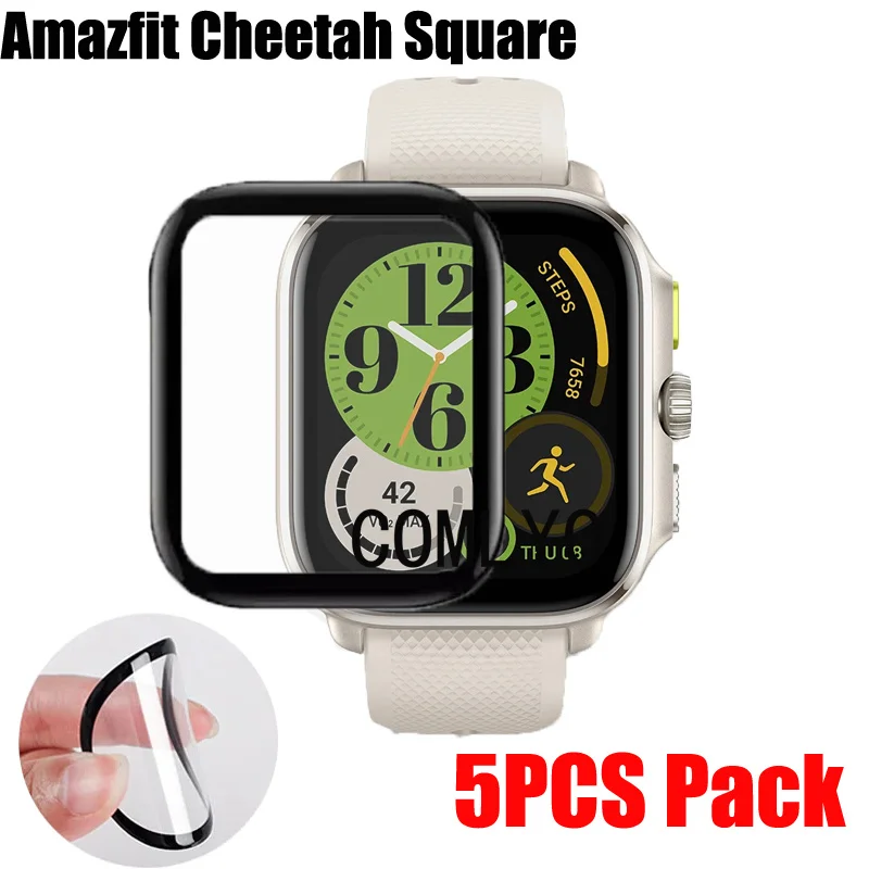 5PCS For Amazfit Cheetah Square Smart watch Screen Protector Protective 3D Full Cover Curved Soft Film