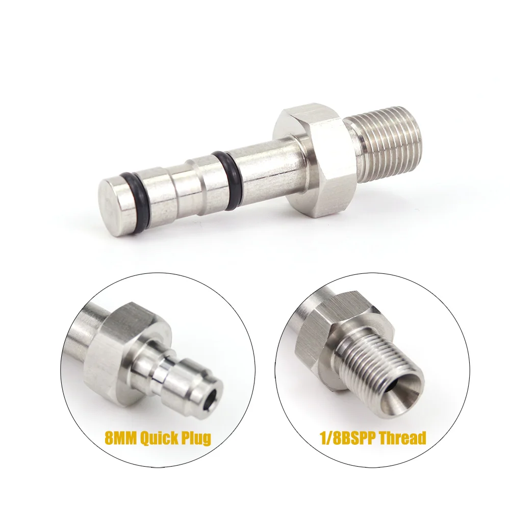 Stainless Steel Fill Probe Quick Charging Adapter Valve 8mm Fill Nipple or 1/8BSPP Thread for High Pressure Air