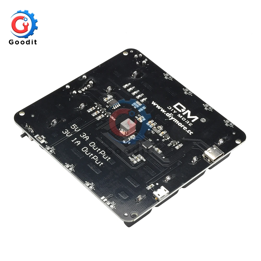 Imagem -02 - Escudo de Bateria de Lítio Módulo v9 Mobile Power Expansion Board 5v 3a 3v 1a Micro Usb Tipo-c para Arduino Esp32 Esp8266 4x18650
